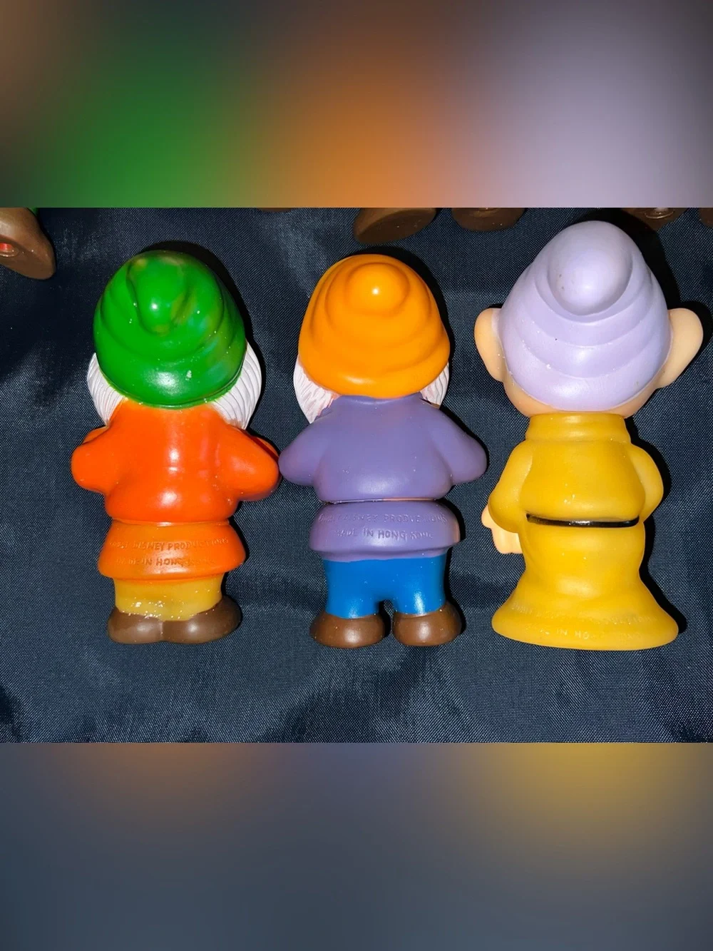 1970s 80s 7 Dwarfs Set 5” Vinyl Squeaky Figures Snow White Vintage Walt Disney